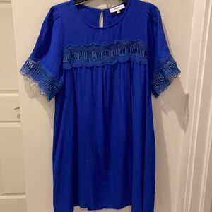 Suncoo Paris royal blue midi dress short sleeves size T1